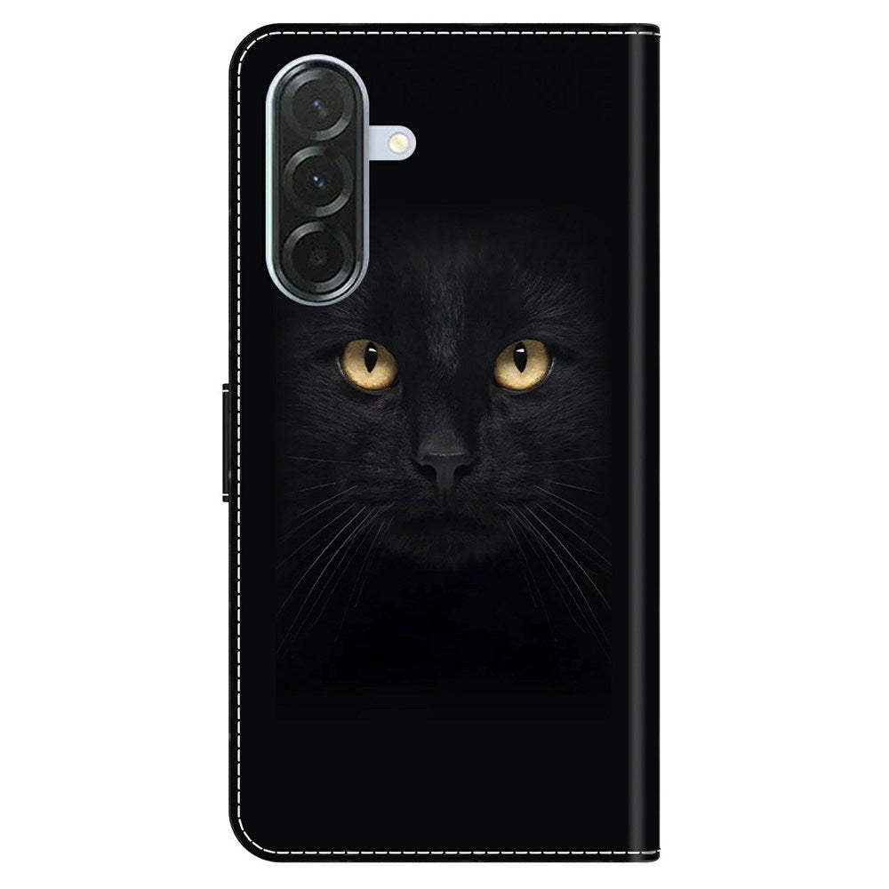 Samsung Galaxy A57 EIDERWOOD Flip Case with Card Holder & Stand Function - Black Cat