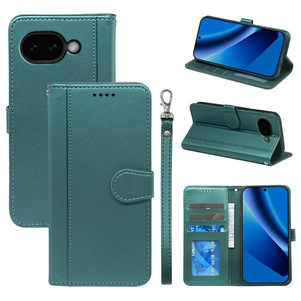 Google Pixel 10a EIDERWOOD Faux Leather Flip Case with Card Holder & Stand Function – Green