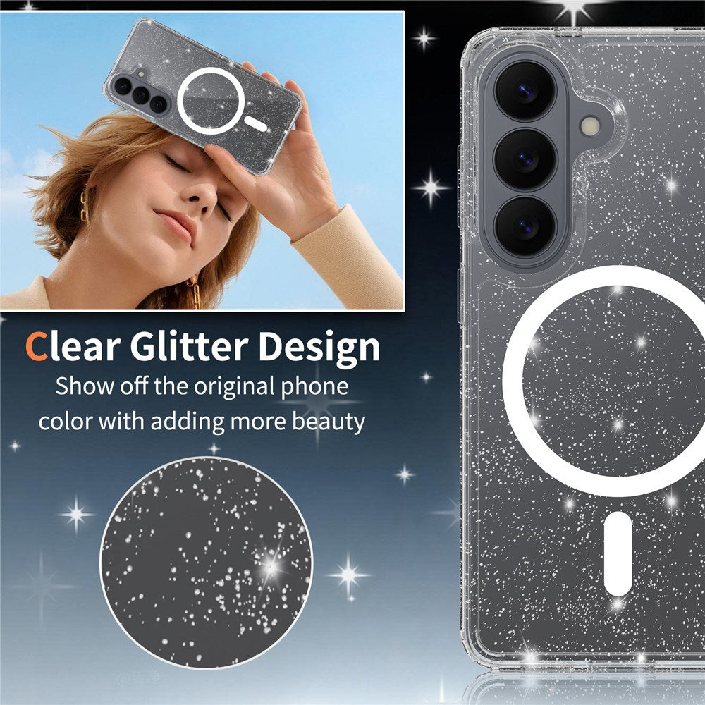 Samsung Galaxy S26 EIDERWOOD Magnetic Plastic Glitter Case - MagSafe Compatible - Transparent