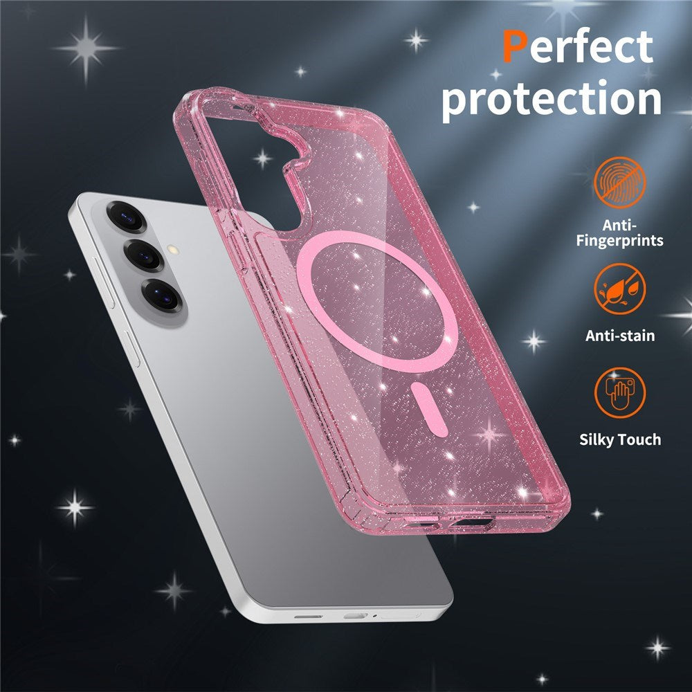 Samsung Galaxy S26+ (Plus) EIDERWOOD Magnetic Plastic Glitter Case - MagSafe Compatible - Transparent / Pink