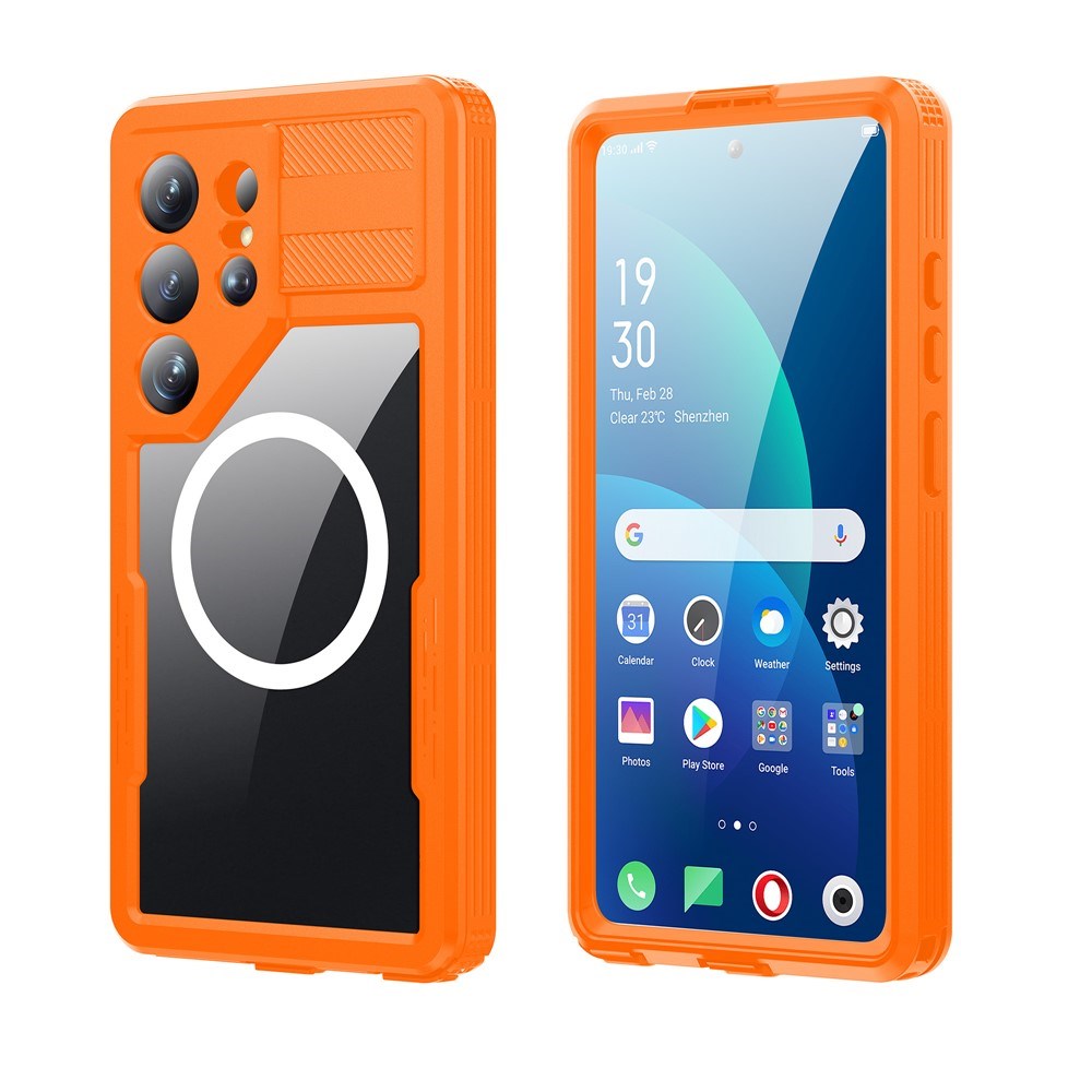 Samsung Galaxy S26 Ultra Redpebber Waterproof Hybrid Plastic Case – MagSafe Compatible – Orange