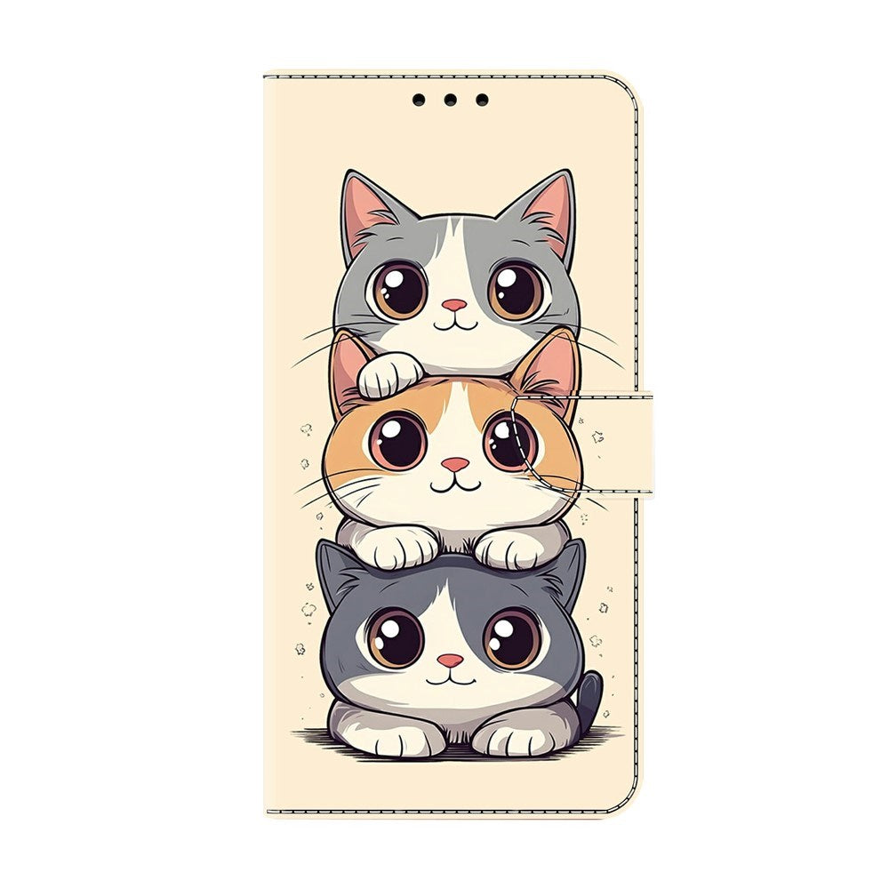 Samsung Galaxy A57 EIDERWOOD Faux Leather Case with Built-in Card Holder & Stand Function - Cats