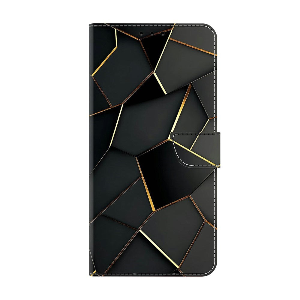 Samsung Galaxy A57 EIDERWOOD Faux Leather Case with Built-in Card Holder & Stand Function - Black / Gold