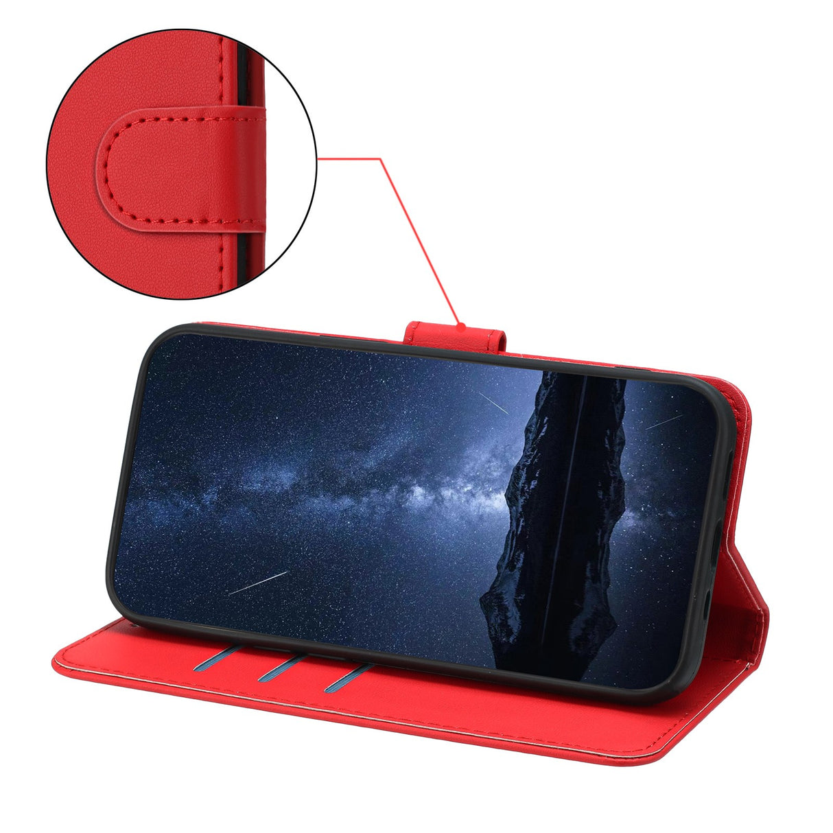 Xiaomi 17 Ultra EIDERWOOD Faux Leather Flip Case with Card Holder & Stand Function - Red
