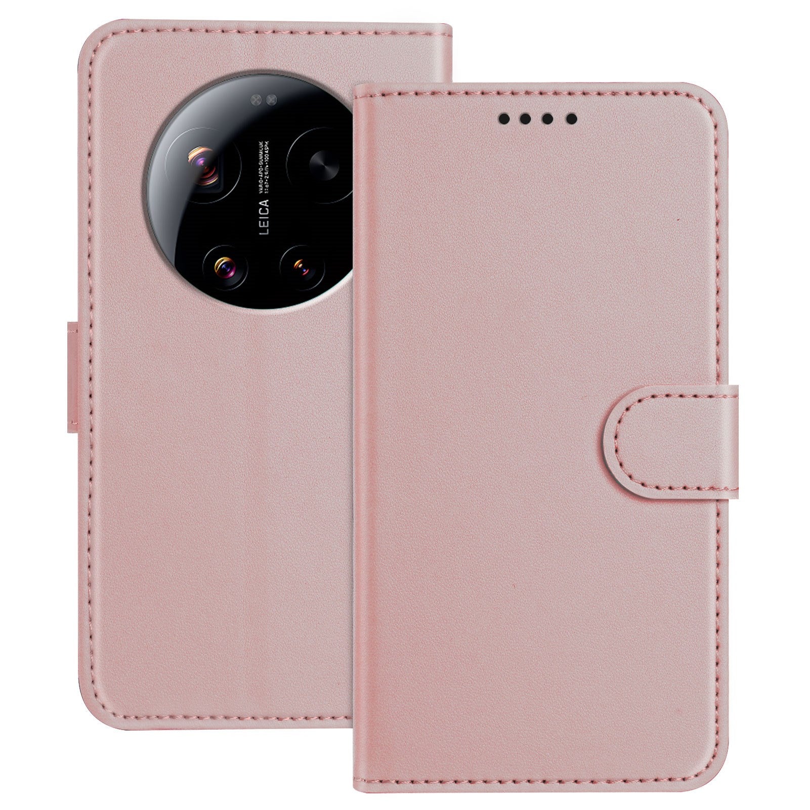 Xiaomi 17 Ultra EIDERWOOD Faux Leather Flip Case with Card Holder & Stand Function - Rose Gold