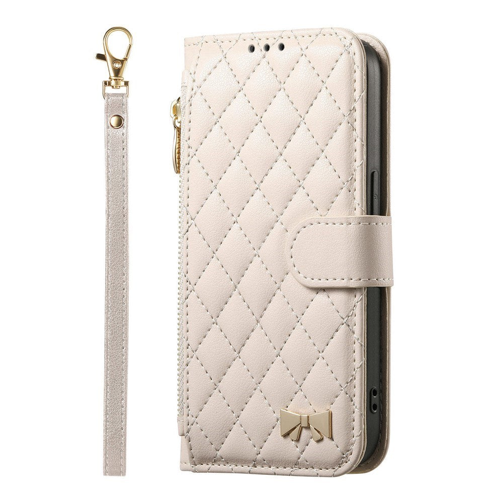 iPhone 18 Pro Max / 17 Pro Max EIDERWOOD Faux Leather Flip Case with Texture & Strap - White