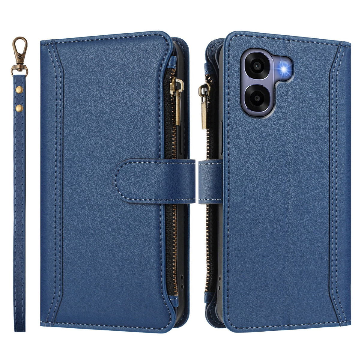 OPPO A6x EIDERWOOD Faux Leather Flip Case with 9 x Card Holder & Zipper Pocket - Blue