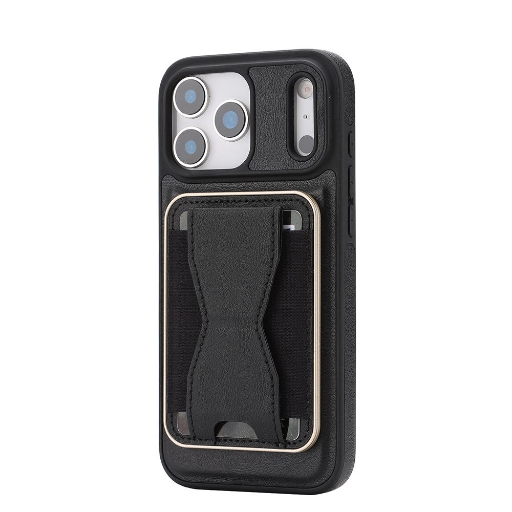 iPhone 17 Pro EIDERWOOD Faux Leather Back Case with Card Holder & Stand Function - MagSafe Compatible - Black