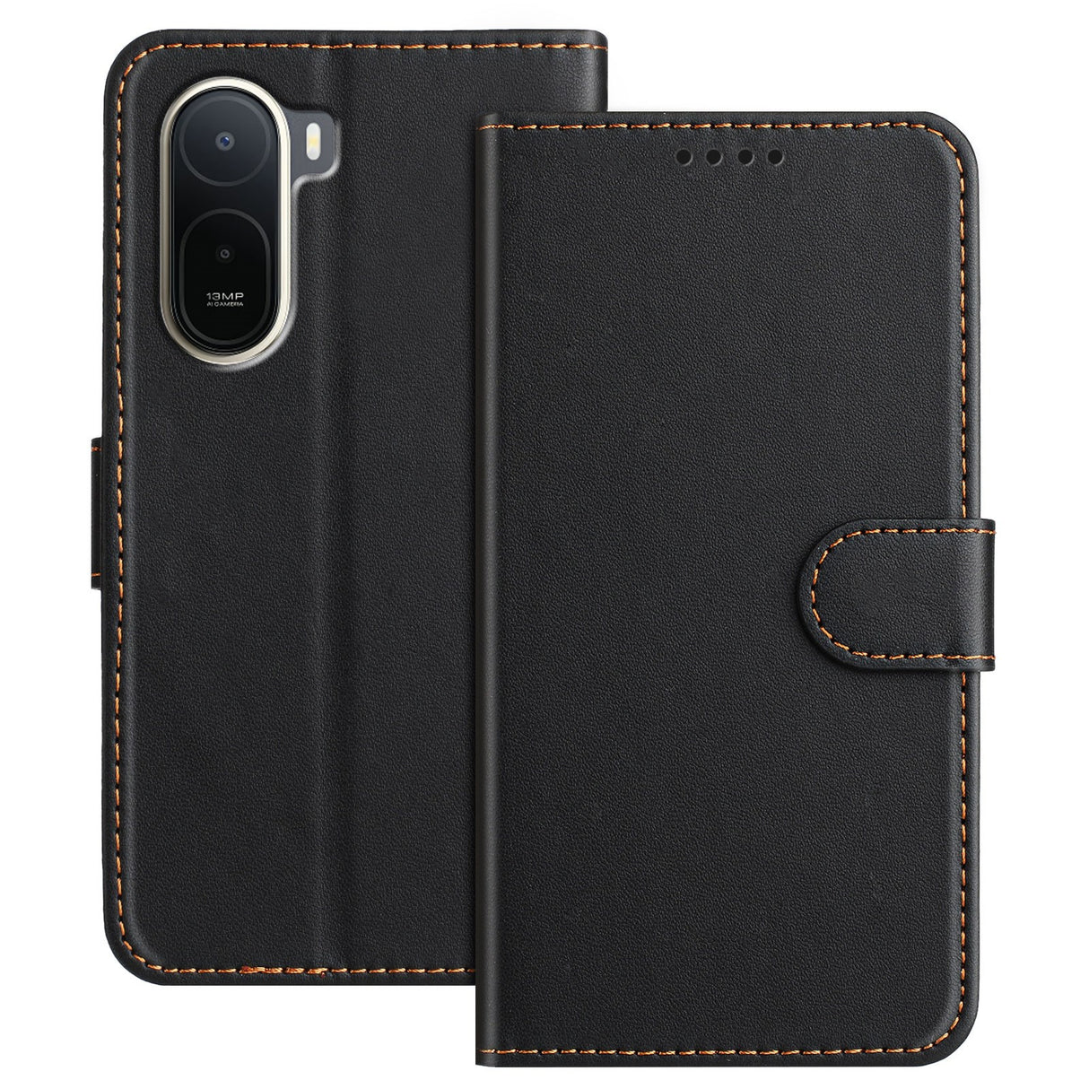 Xiaomi Redmi A7 Pro EIDERWOOD Faux Leather Flip Case with Card Holder & Stand Function - Black