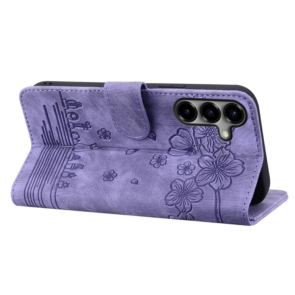 Samsung Galaxy S26 EIDERWOOD Flip Cover with Print / Card Holder / Strap - Purple
