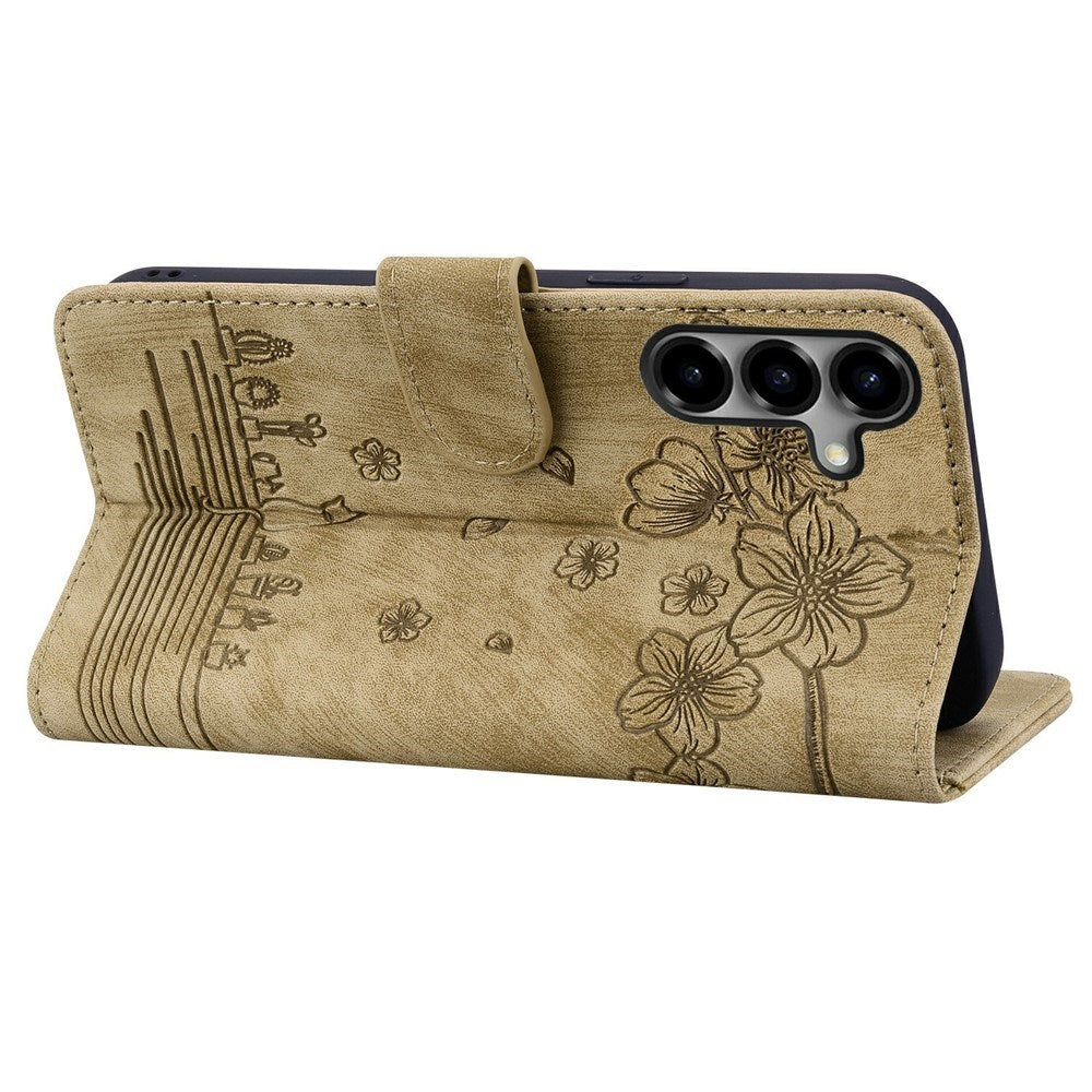 Samsung Galaxy S26 EIDERWOOD Flip Cover with Print / Card Holder / Strap - Brown