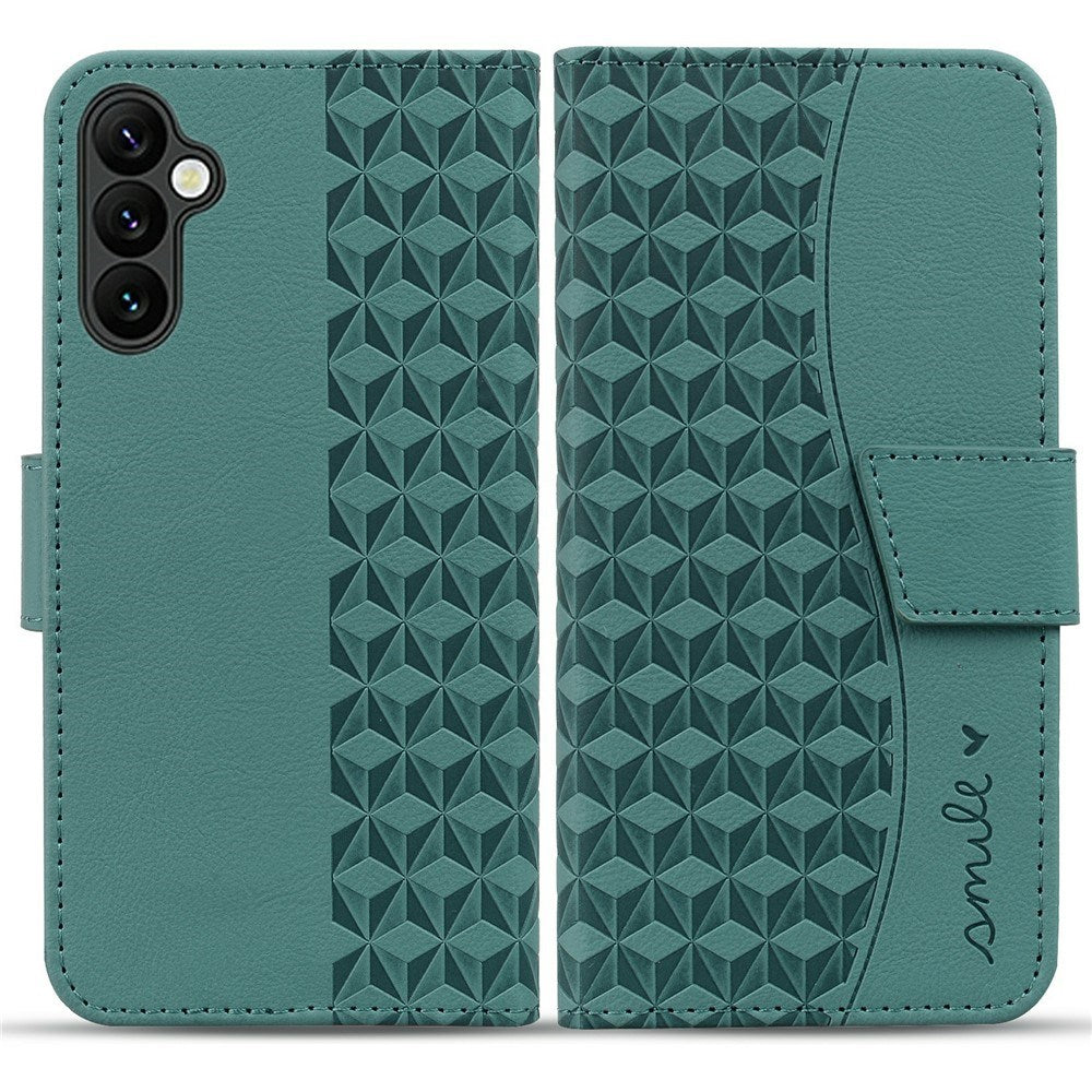 Samsung Galaxy A57 EIDERWOOD Flip Cover with Print - Card Holder and Strap - Green
