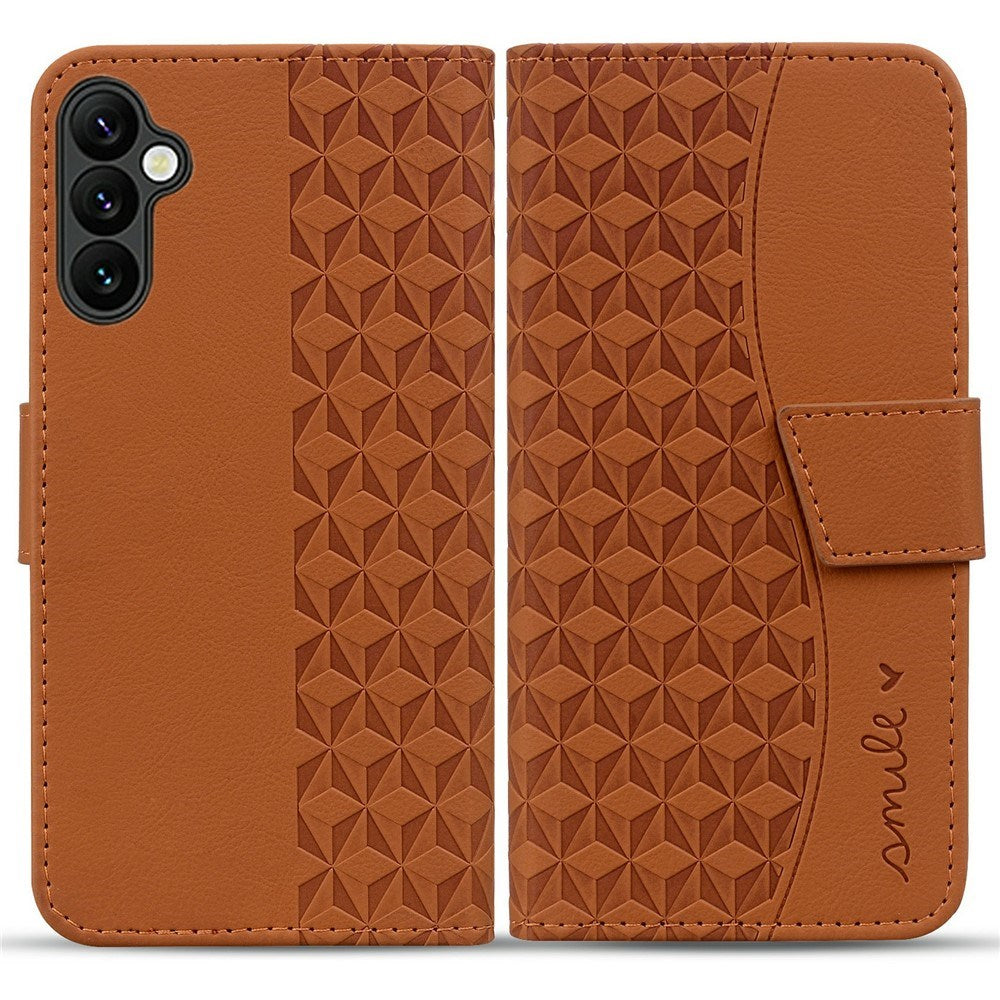 Samsung Galaxy A57 EIDERWOOD Flip Cover with Print - Card Holder and Strap - Brown