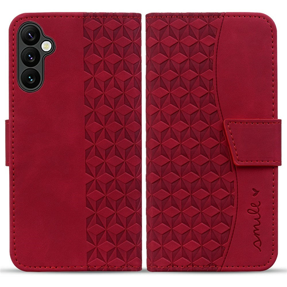 Samsung Galaxy A57 EIDERWOOD Flip Cover with Print - Card Holder and Strap - Red