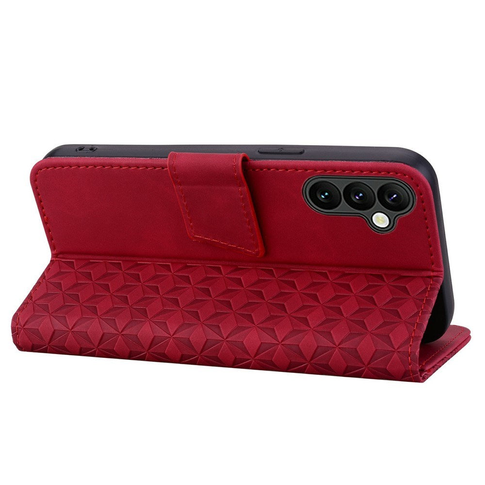 Samsung Galaxy A57 EIDERWOOD Flip Cover with Print - Card Holder and Strap - Red