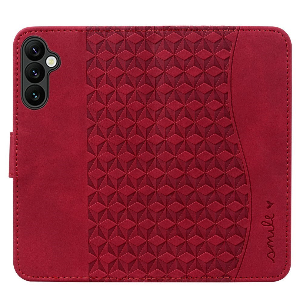 Samsung Galaxy A57 EIDERWOOD Flip Cover with Print - Card Holder and Strap - Red
