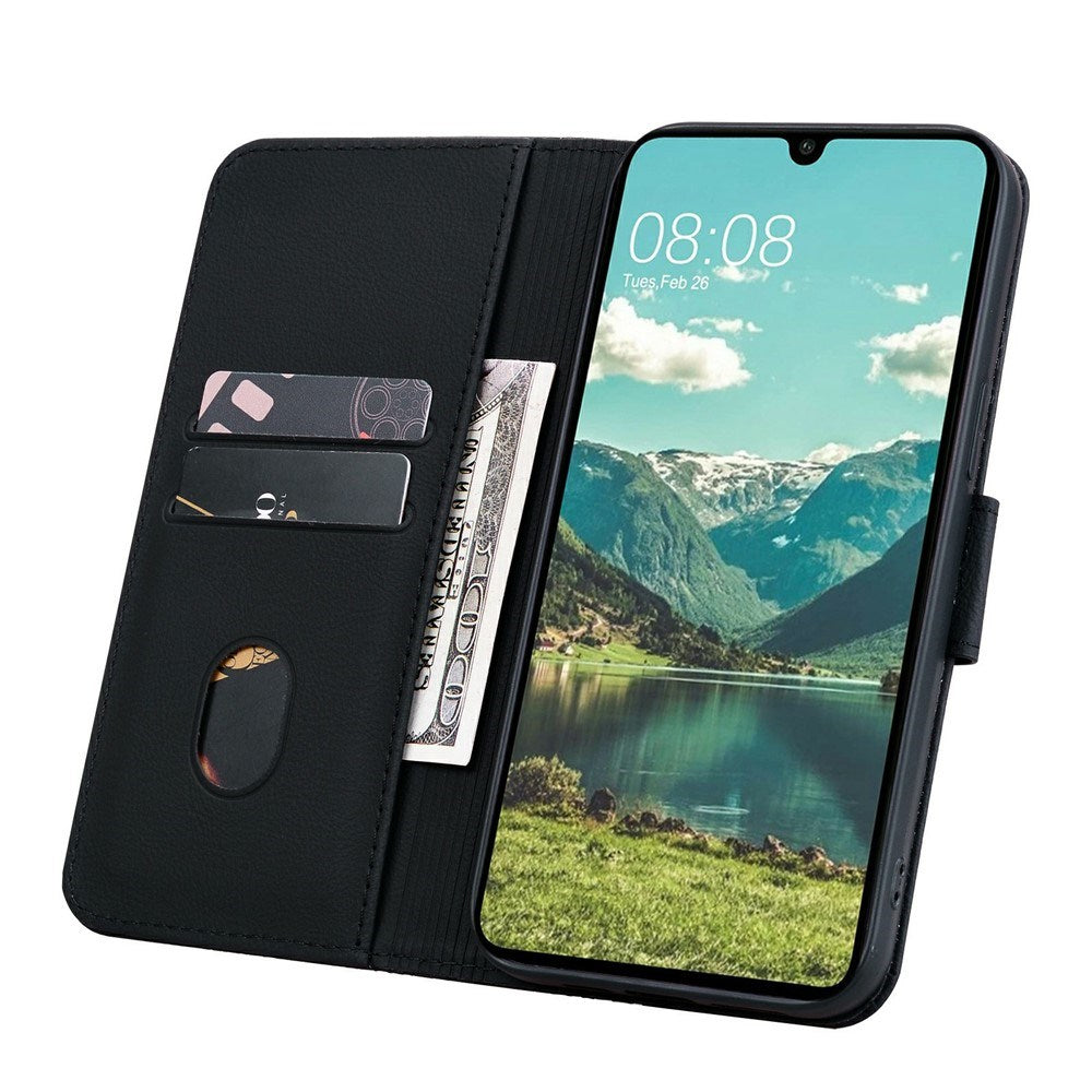 Samsung Galaxy A57 EIDERWOOD Flip Cover with Print - Card Holder and Strap - Black