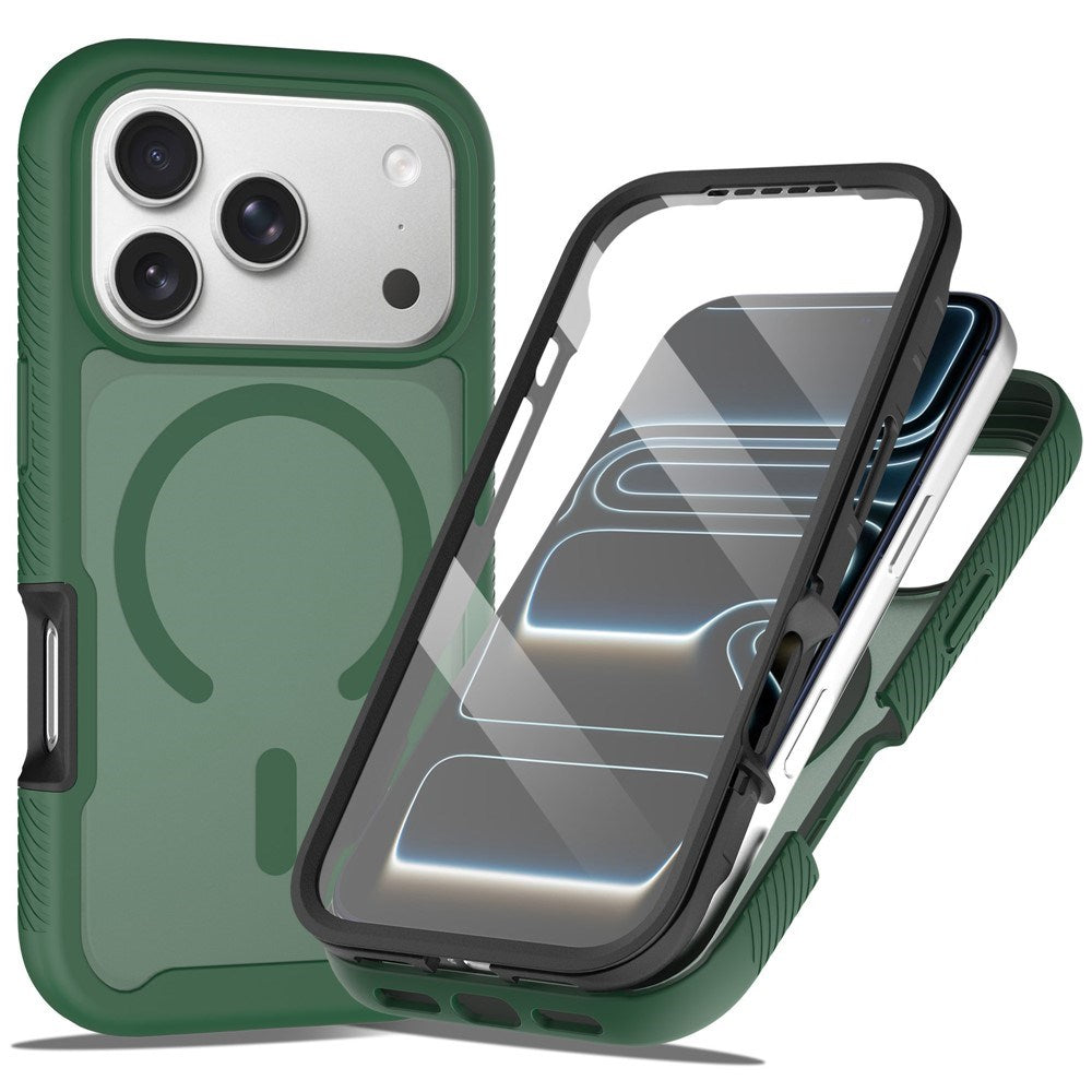 iPhone 18 Pro Max / 17 Pro Max EIDERWOOD 2-in-1 Matte Hybrid Plastic Case w. Screen Protector Film - MagSafe Compatible - Green
