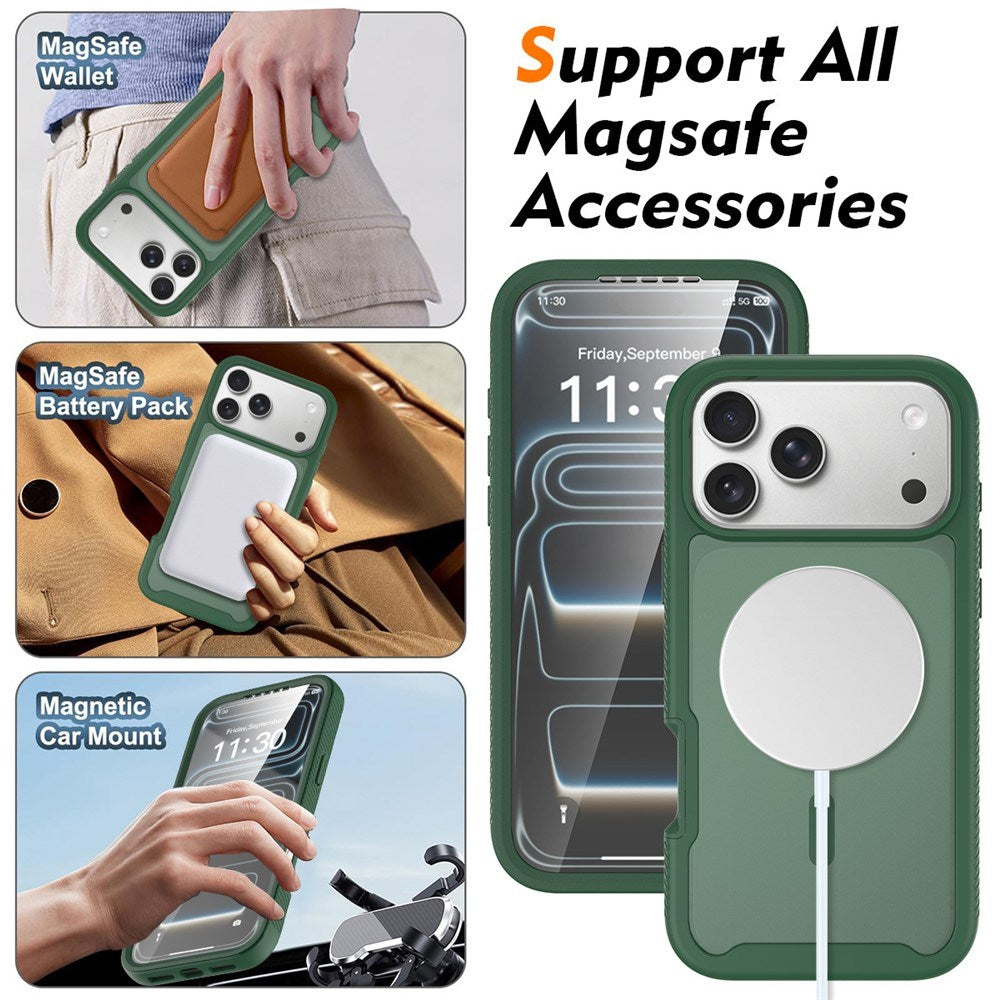 iPhone 18 Pro Max / 17 Pro Max EIDERWOOD 2-in-1 Matte Hybrid Plastic Case w. Screen Protector Film - MagSafe Compatible - Green