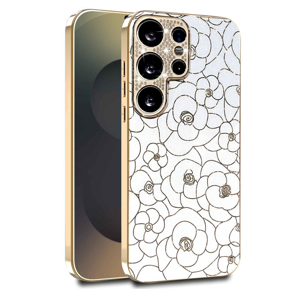 Samsung Galaxy S26 Ultra EIDERWOOD Hybrid Plastic Case with Flowers & Diamond Camera - White