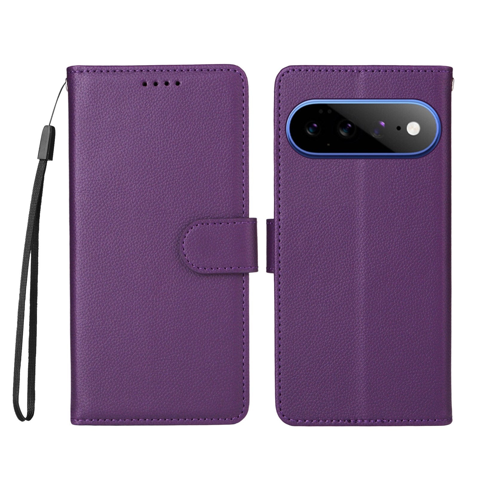 EIDERWOOD Google Pixel 11 Pro XL Flip Case - Card Holder & Wrist Strap - Purple