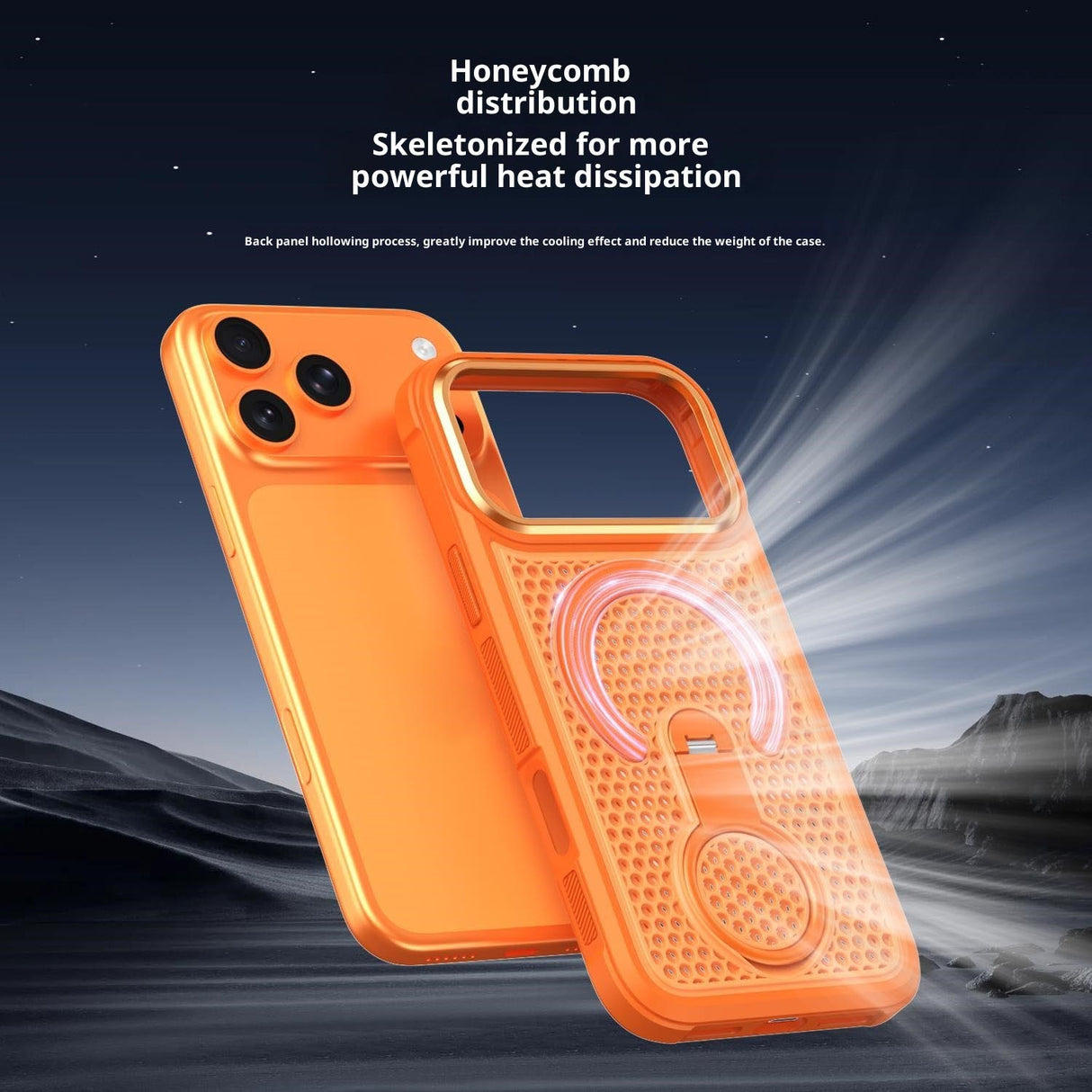 iPhone 17 Pro Max EIDERWOOD Hybrid Case with Heat Dissipation & 360° Rotating Kickstand - MagSafe Compatible - White