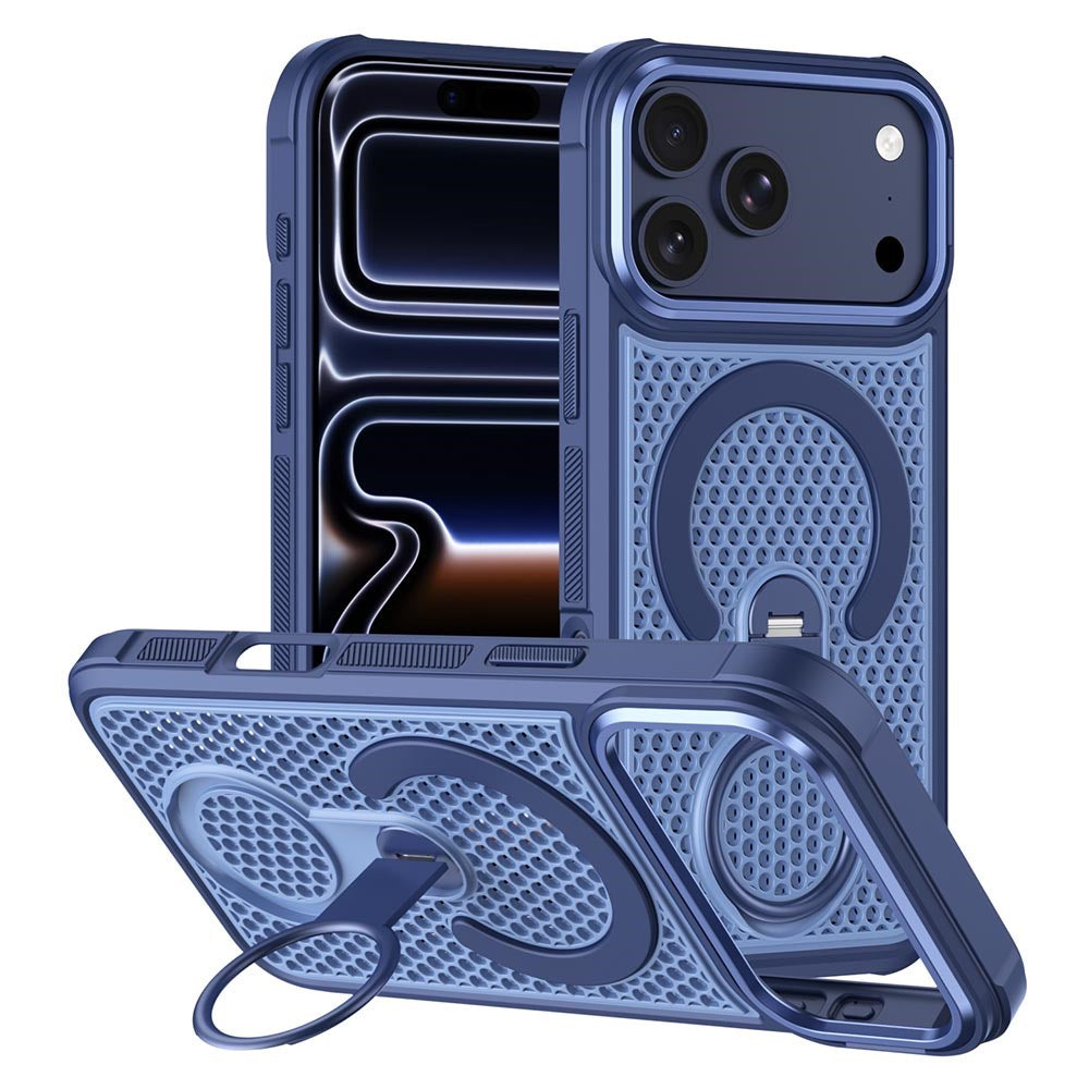 iPhone 17 Pro Max EIDERWOOD Hybrid Case with Heat Dissipation & 360° Rotating Kickstand - MagSafe Compatible - Blue