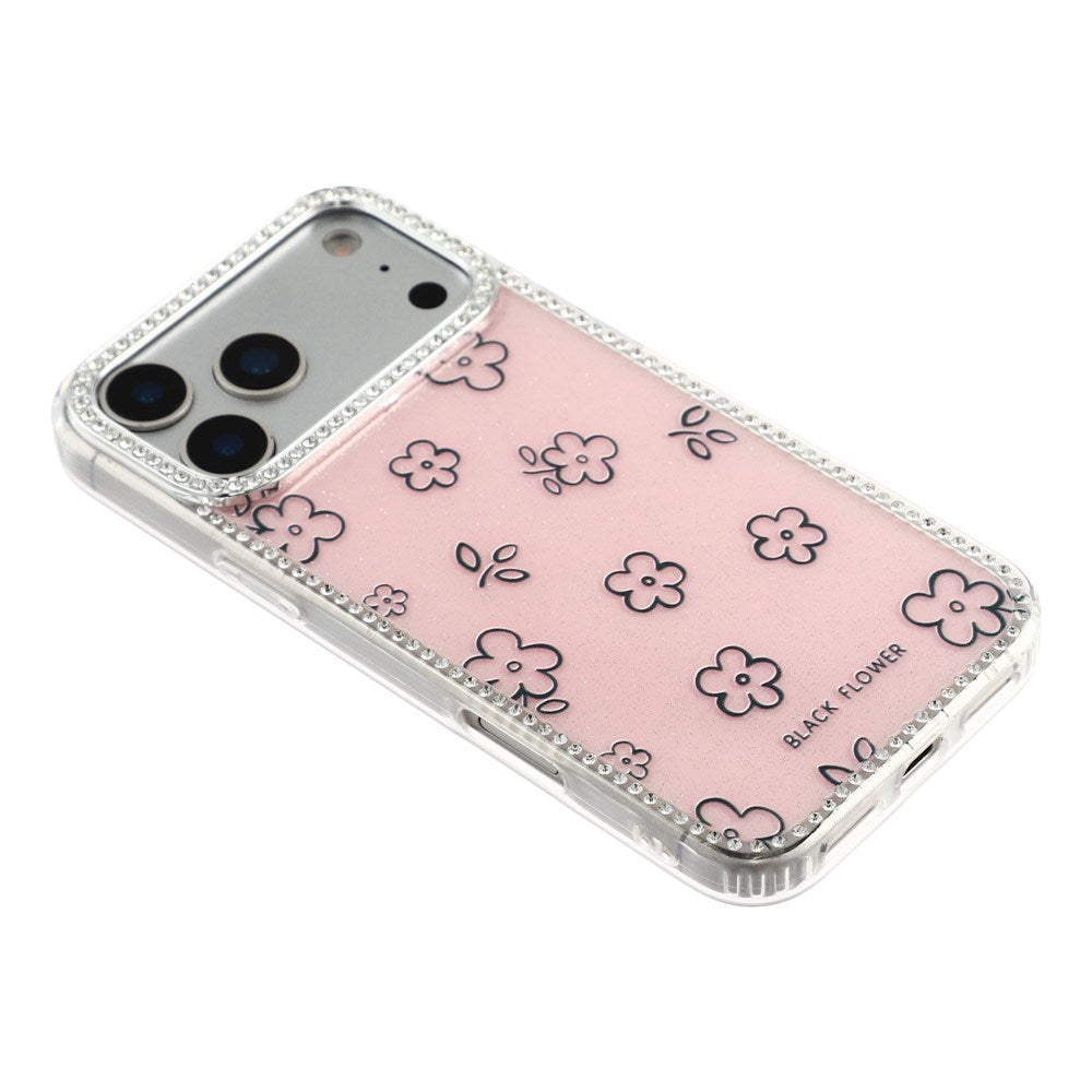 iPhone 17 Pro Max EIDERWOOD Hybrid Case with Rhinestone & Floral Design - Pink / Flowers