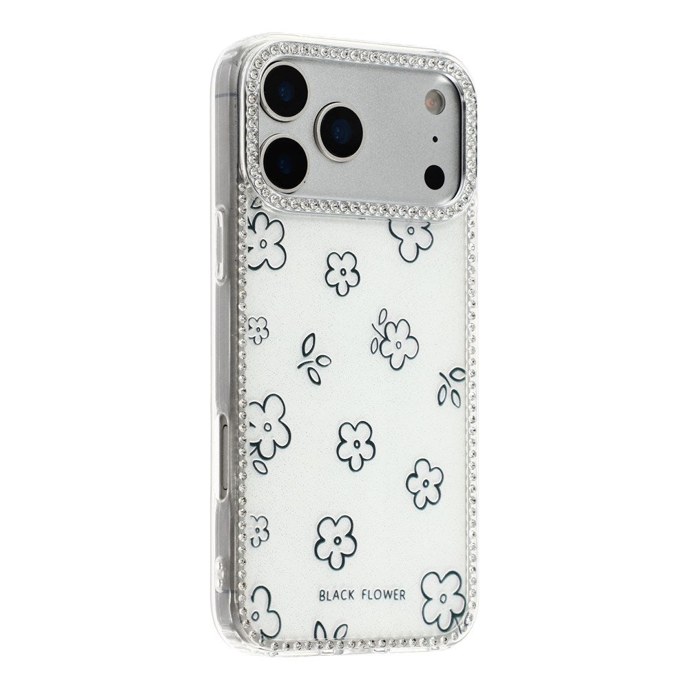 iPhone 17 Pro Max EIDERWOOD Hybrid Case with Rhinestone & Floral Design - White / Flowers