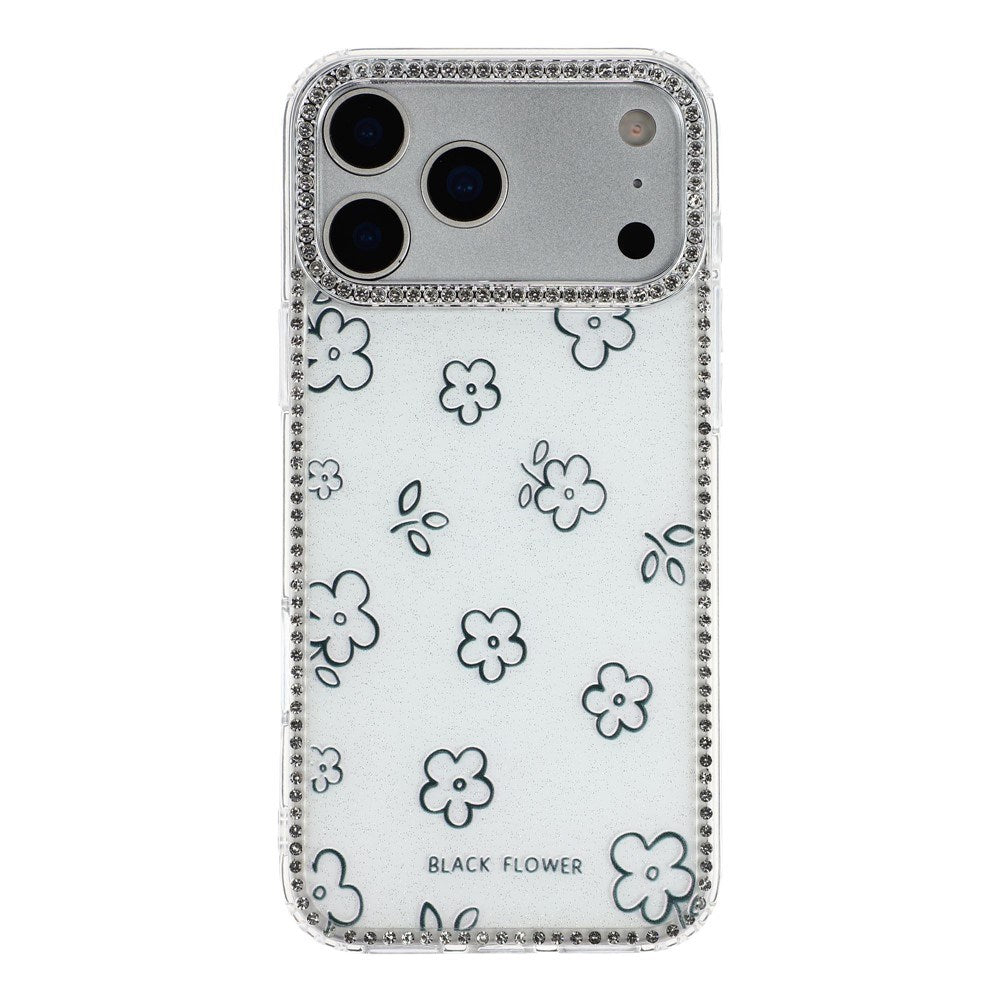 iPhone 17 Pro Max EIDERWOOD Hybrid Case with Rhinestone & Floral Design - White / Flowers