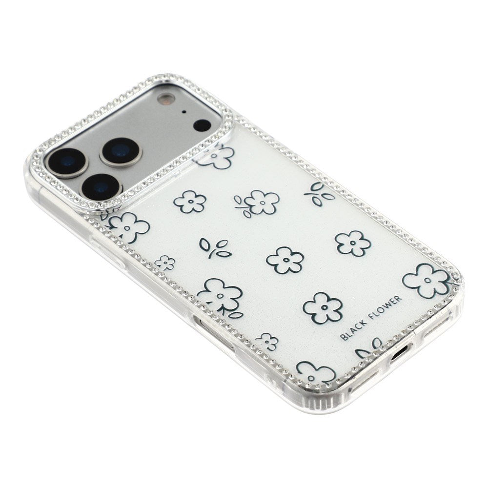 iPhone 17 Pro Max EIDERWOOD Hybrid Case with Rhinestone & Floral Design - White / Flowers