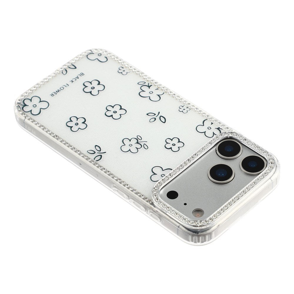 iPhone 17 Pro Max EIDERWOOD Hybrid Case with Rhinestone & Floral Design - White / Flowers
