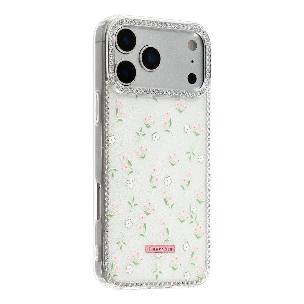 iPhone 17 Pro Max EIDERWOOD Hybrid Case with Rhinestone & Floral Design - White / Spring Flowers