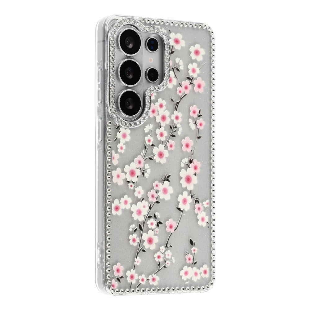 Samsung Galaxy S26 Ultra EIDERWOOD Hybrid Case with Rhinestone & Floral Design - Transparent / Cherry blossoms