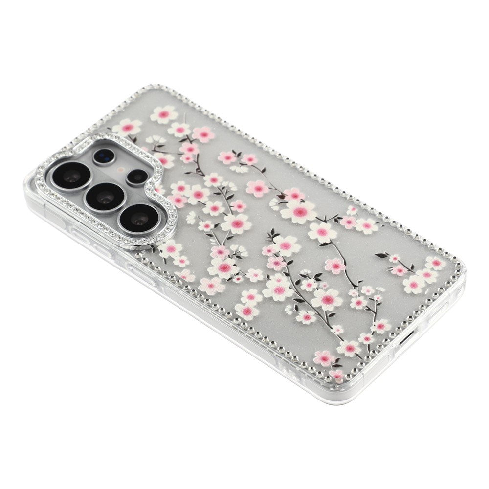 Samsung Galaxy S26 Ultra EIDERWOOD Hybrid Case with Rhinestone & Floral Design - Transparent / Cherry blossoms