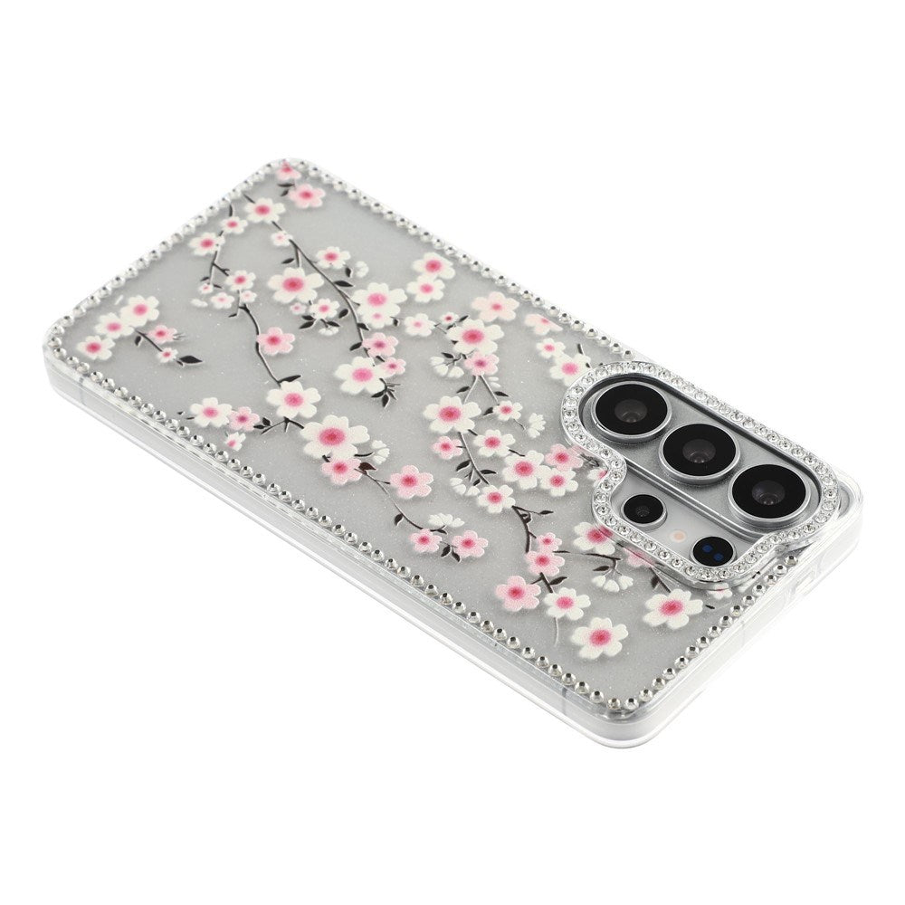 Samsung Galaxy S26 Ultra EIDERWOOD Hybrid Case with Rhinestone & Floral Design - Transparent / Cherry blossoms