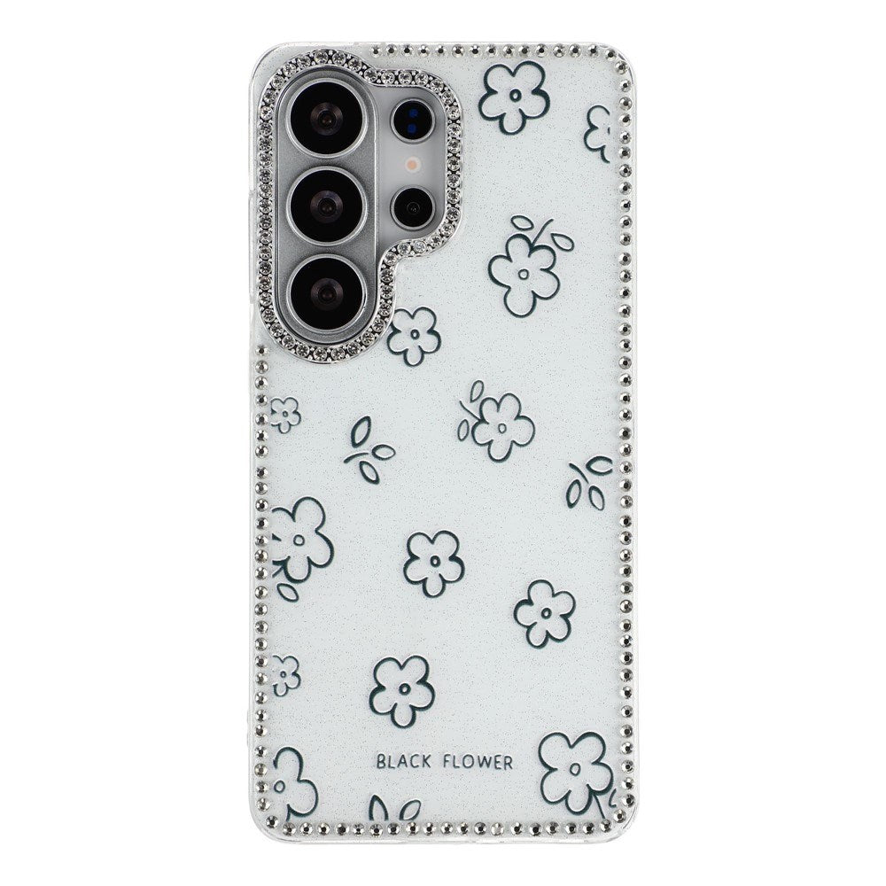 Samsung Galaxy S26 Ultra EIDERWOOD Hybrid Case with Rhinestone & Floral Design - White / Flowers