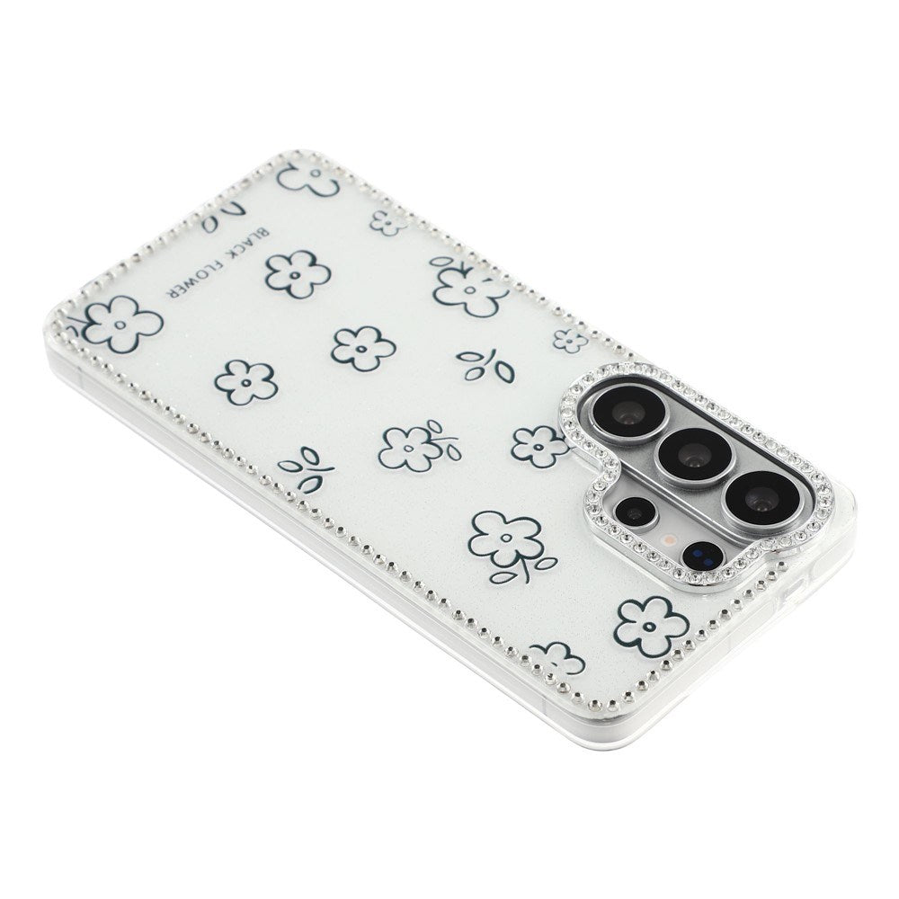 Samsung Galaxy S26 Ultra EIDERWOOD Hybrid Case with Rhinestone & Floral Design - White / Flowers