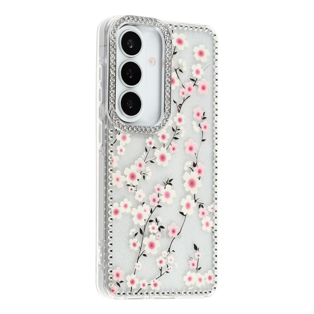Samsung Galaxy S26 EIDERWOOD Hybrid Case with Rhinestone & Floral Design - Transparent / Cherry Blossoms