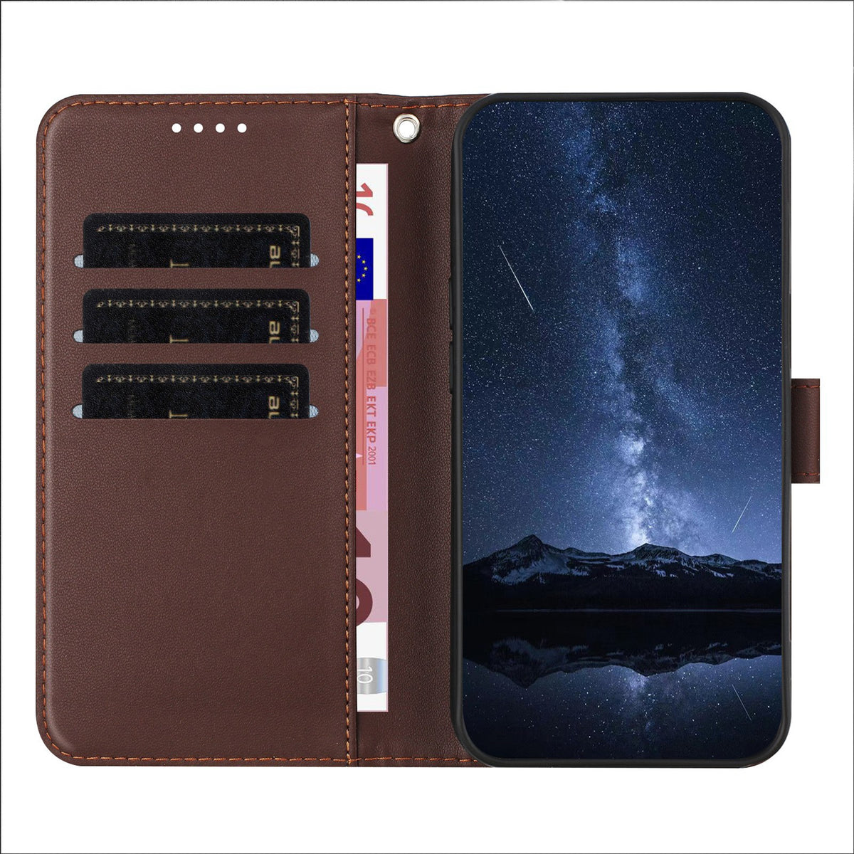 Sony Xperia 1 VIII EIDERWOOD Artificial Leather Flip Case with Stand Function and Card Holder - Brown