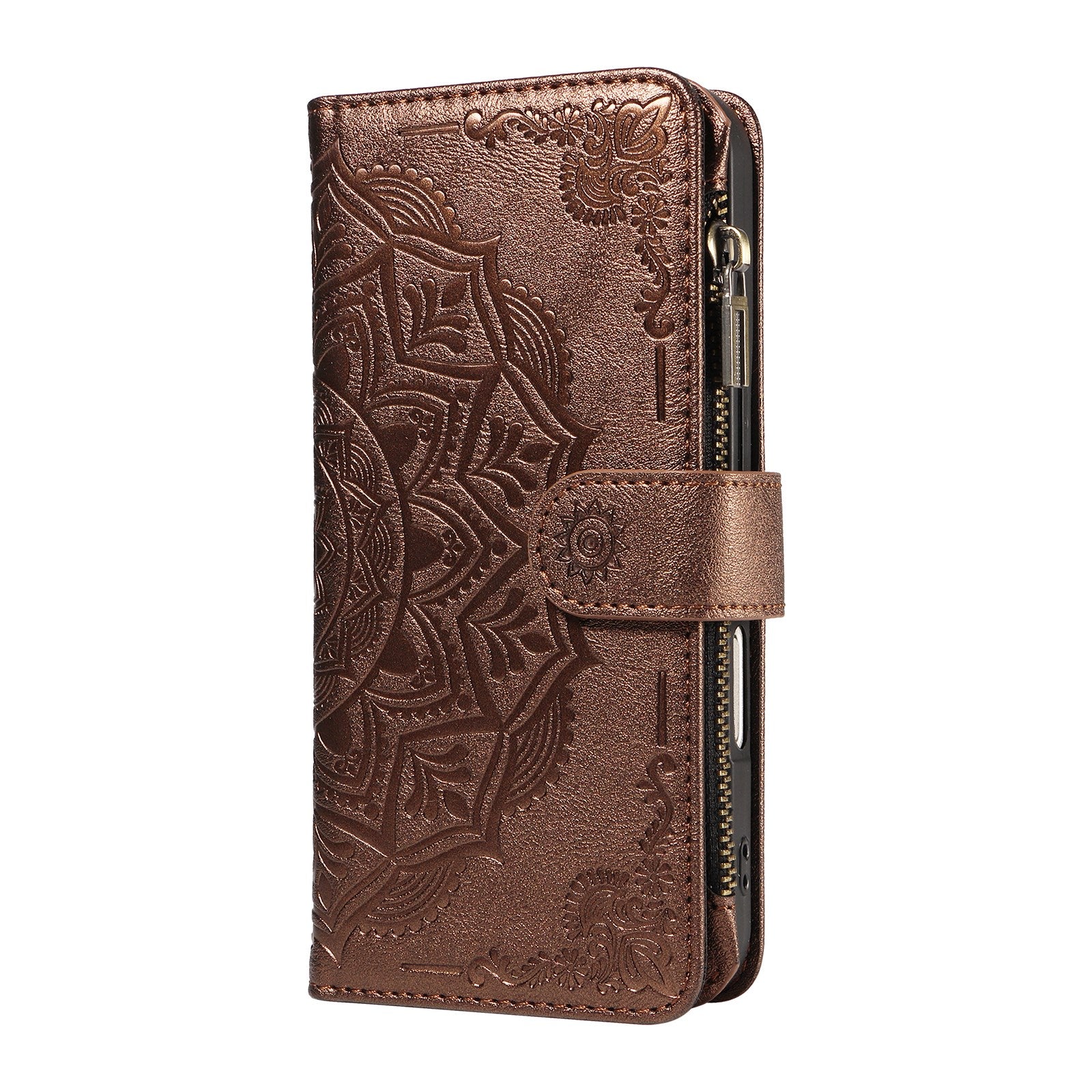 iPhone 17 EIDERWOOD Flip Case with 9 x Card Holder - Zipper Pocket - RFDI Blocking - Strap - Brown