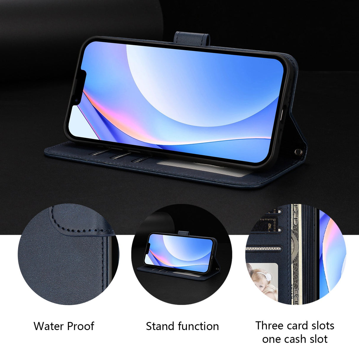 Honor 600 / 600 Pro EIDERWOOD Faux Leather Flip Case with Strap - Blue