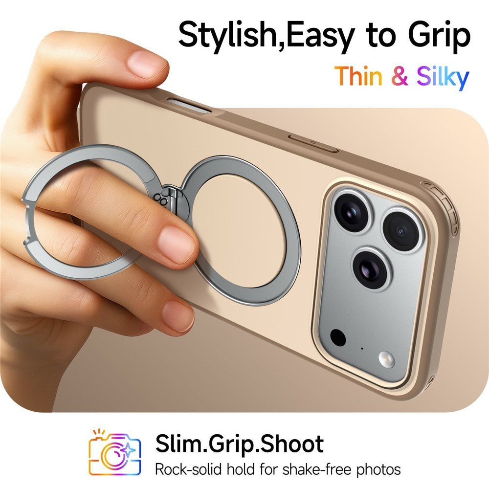 iPhone 18 Pro / 17 Pro EIDERWOOD Hybrid Plastic Case w. Rotating Kickstand - MagSafe Compatible - Beige