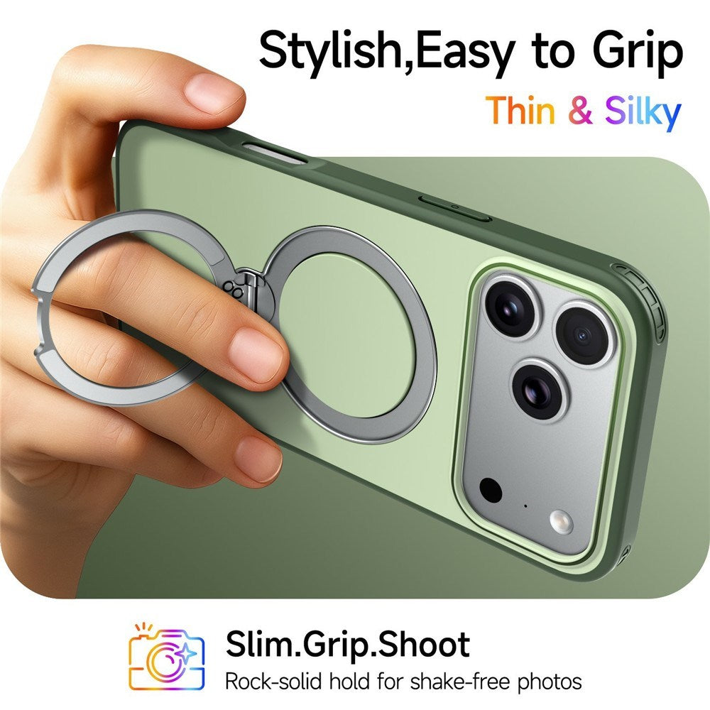 iPhone 18 Pro / 17 Pro EIDERWOOD Hybrid Plastic Case w. Rotating Kickstand - MagSafe Compatible - Green