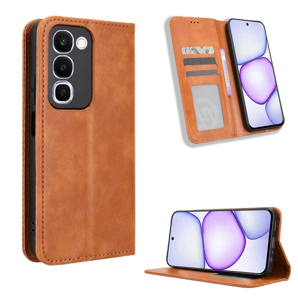 Realme C100 EIDERWOOD Faux Leather Flip Case with Card Holder & Stand Function - Brown