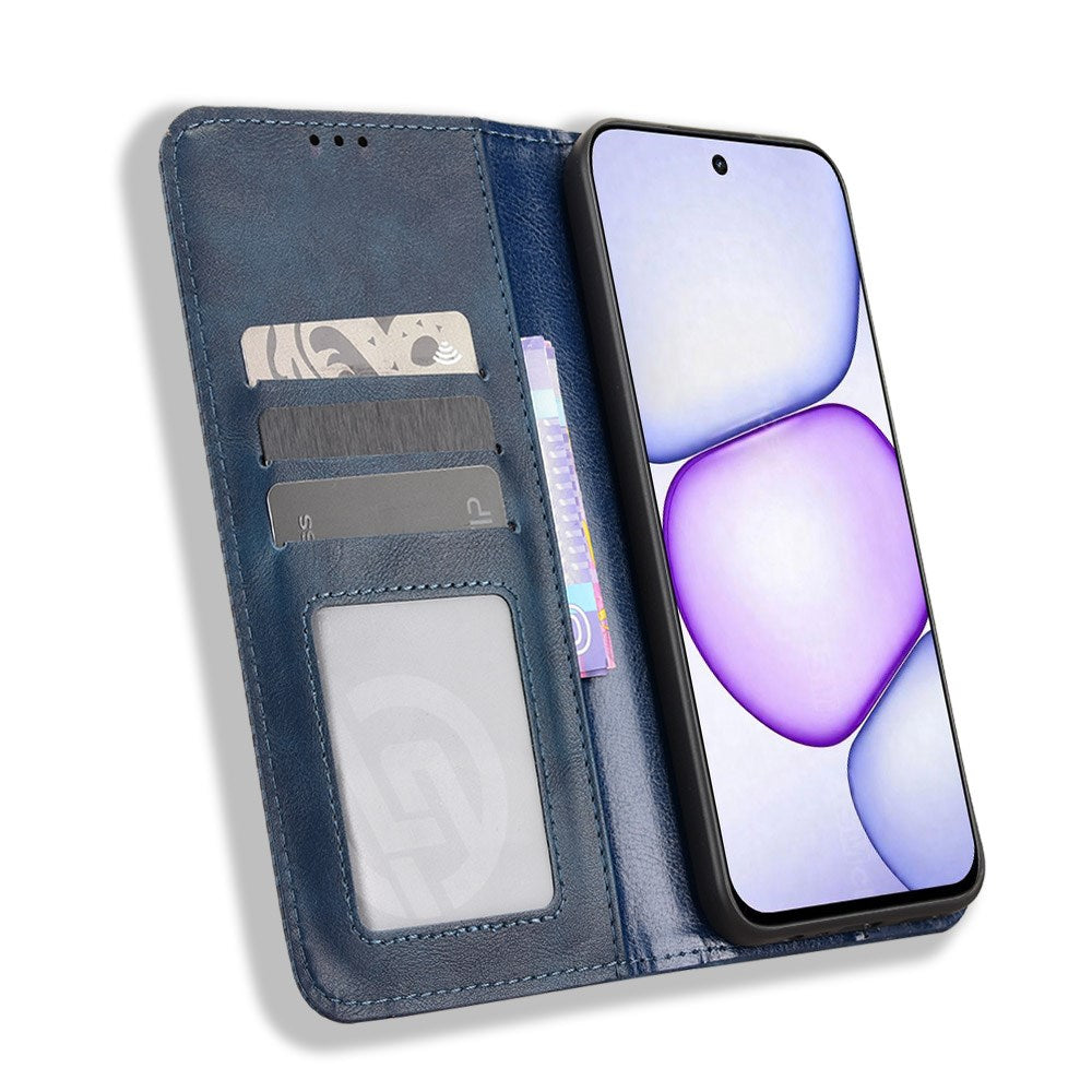 Realme C100 EIDERWOOD Faux Leather Flip Case with Card Holder & Stand Function - Blue