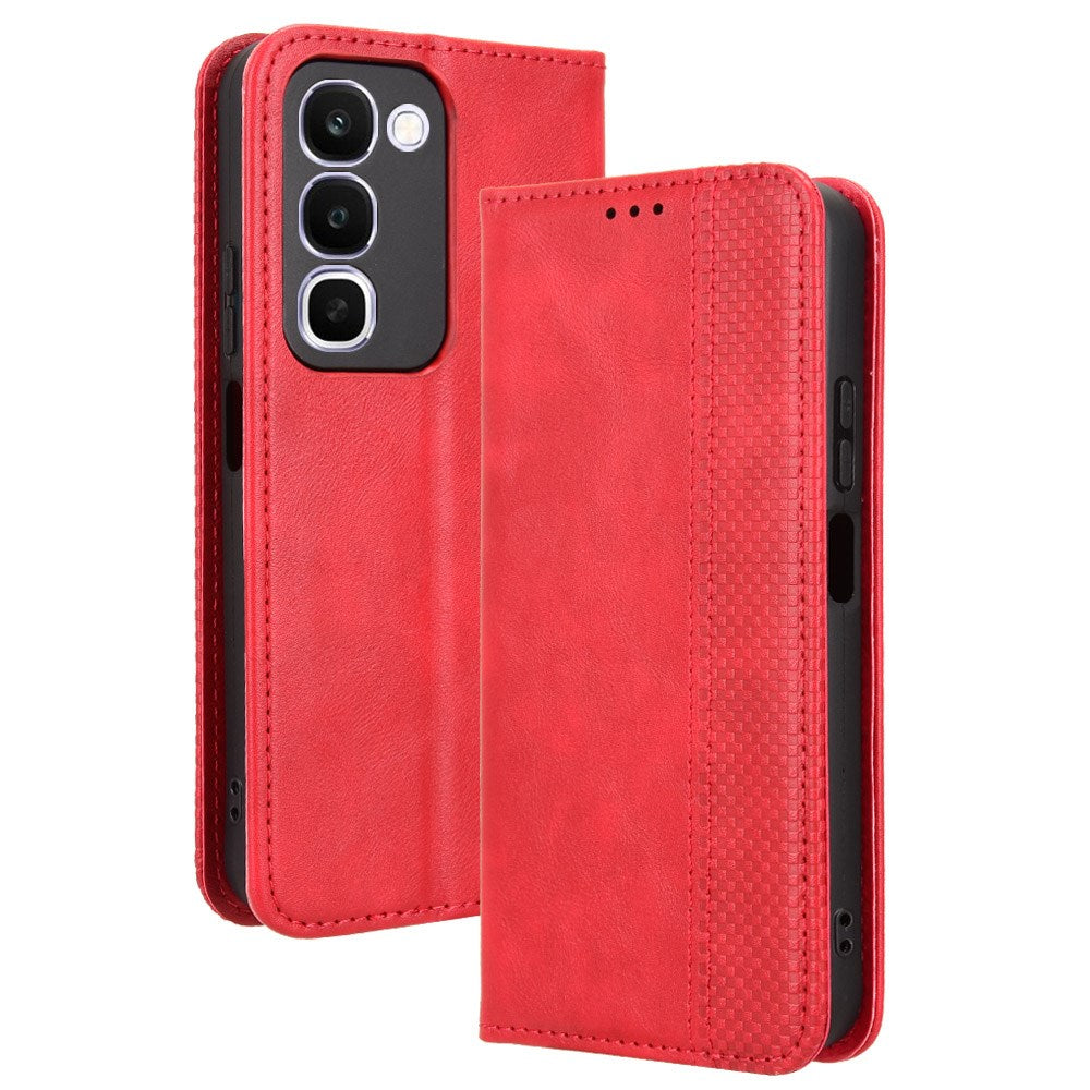 Realme C100 EIDERWOOD Faux Leather Flip Case with Card Holder & Stand Function - Red