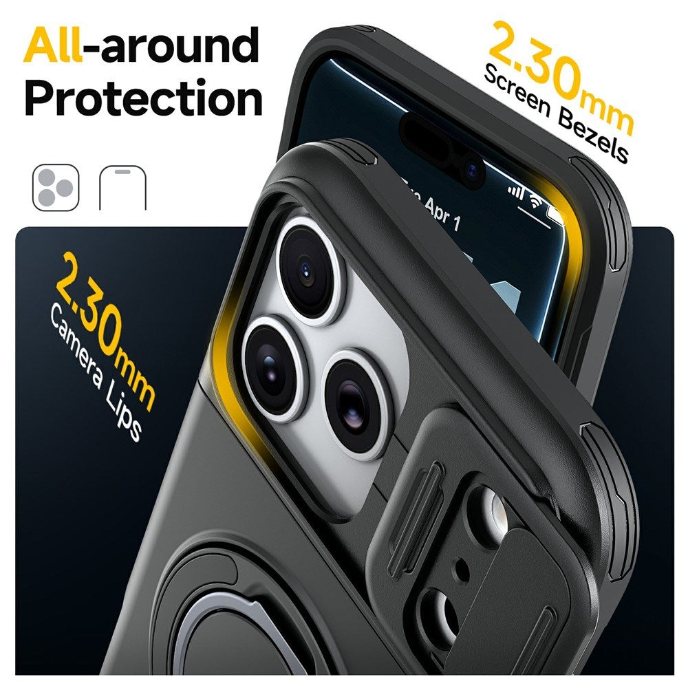 iPhone 18 Pro / 17 Pro EIDERWOOD Hybrid Tough Case with Card Holder & Cam Slider - MagSafe Compatible - Black