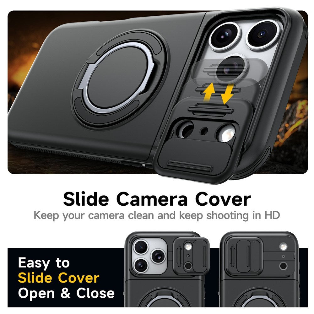 iPhone 18 Pro / 17 Pro EIDERWOOD Hybrid Tough Case with Card Holder & Cam Slider - MagSafe Compatible - Black