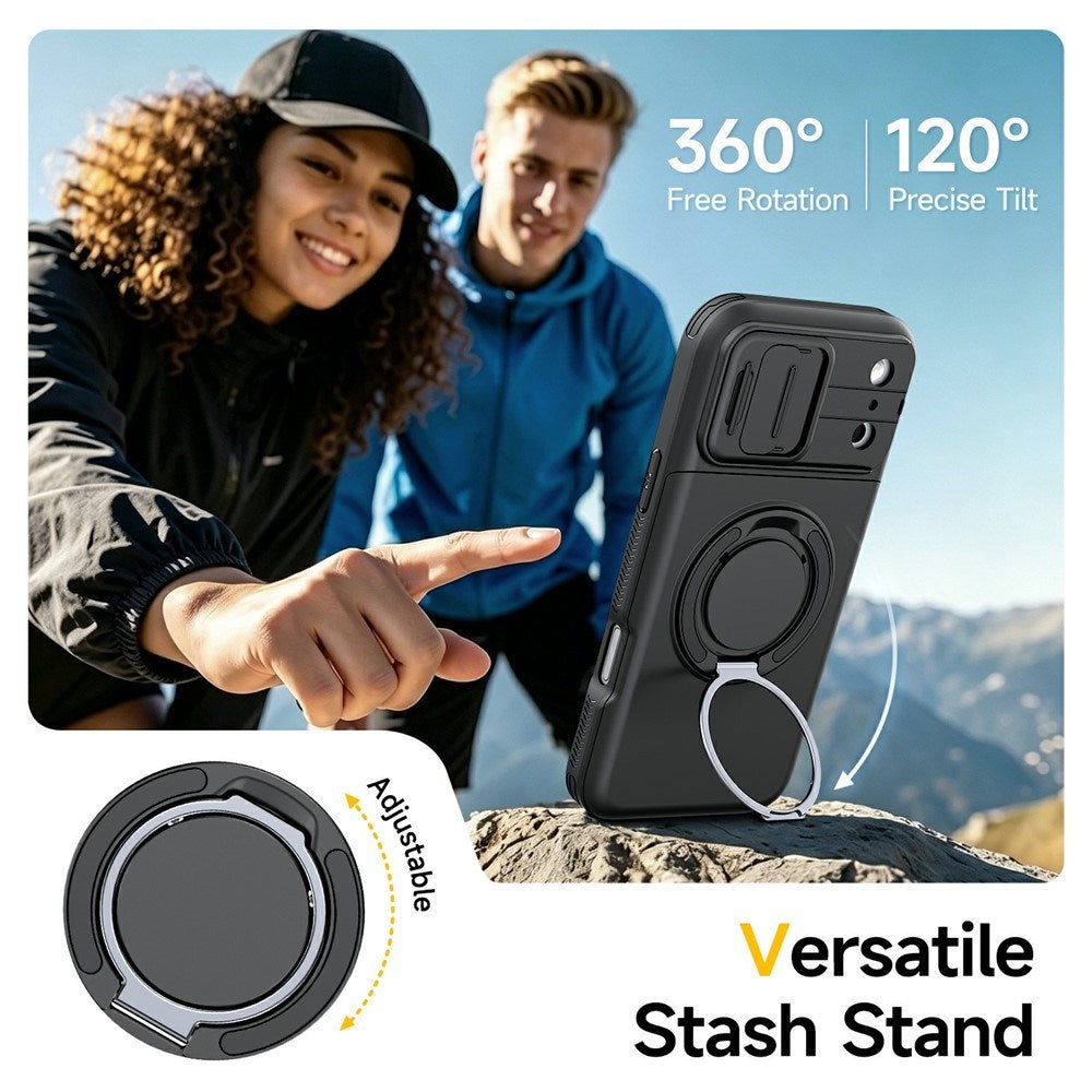 iPhone 18 Pro / 17 Pro EIDERWOOD Hybrid Tough Case with Card Holder & Cam Slider - MagSafe Compatible - Black